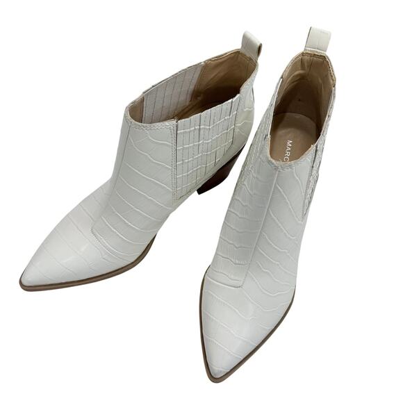 Marc Fisher Shoes - Marc Fisher White Western Ankle Boots Croc Embossed 9 Coastal Cowgirl Festival
